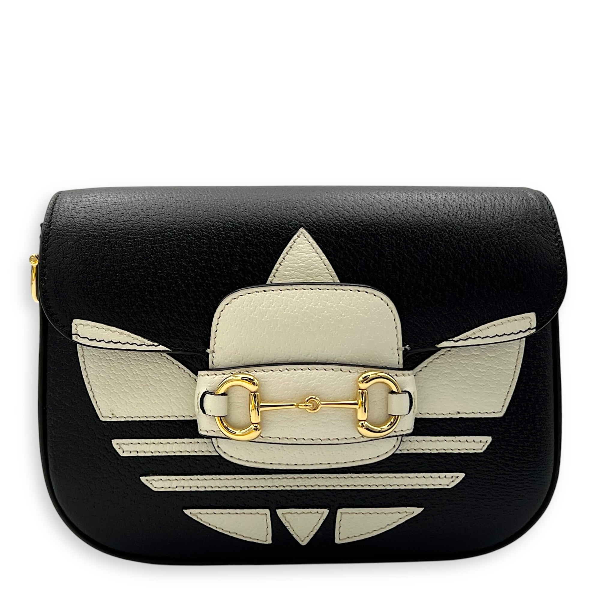 Gucci x Adidas Horsebit 1955 Shoulder Bag Black in Calfskin, Gold hardware_1