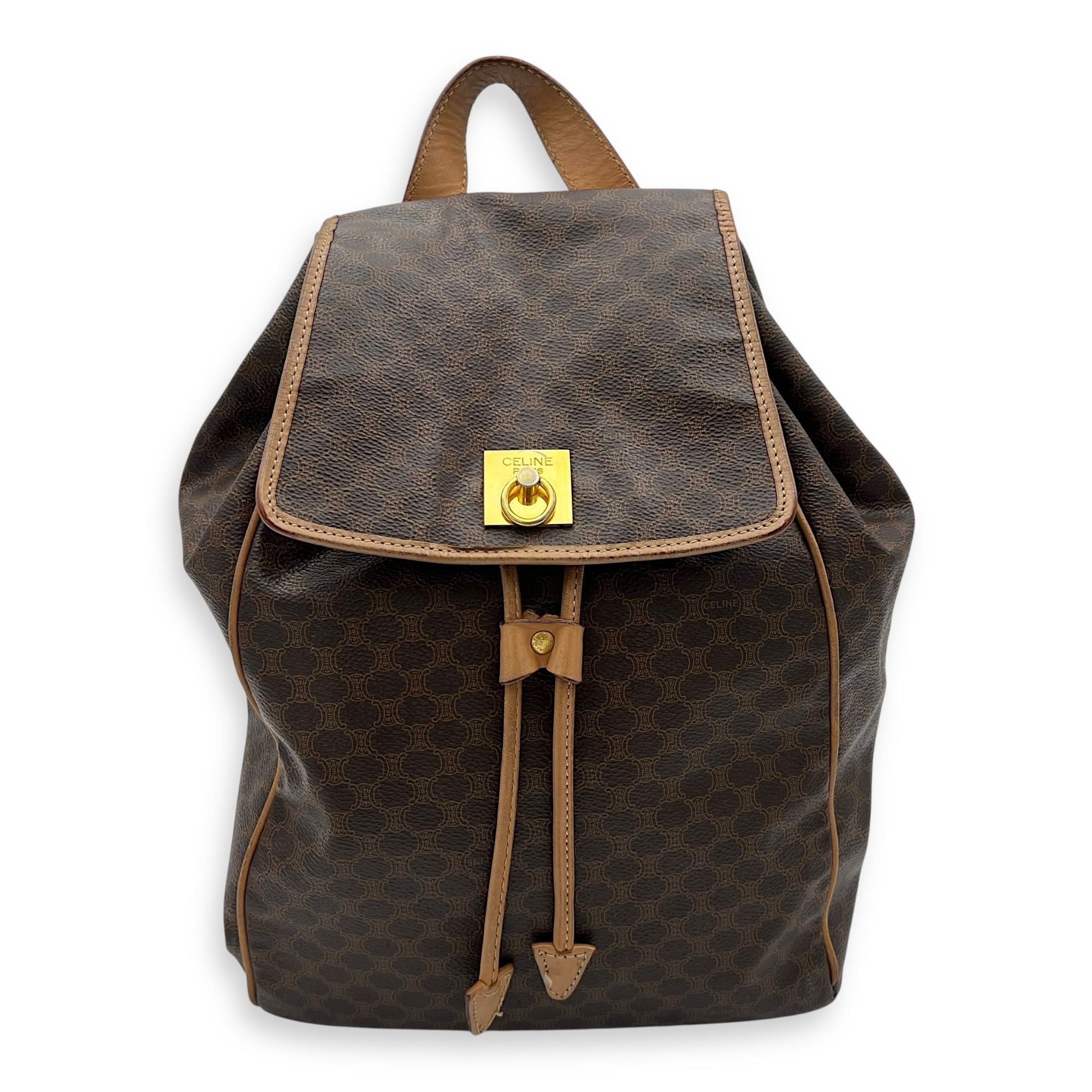 Celine Macadam Backpack Brown in Coated Canvas, Gold hardware_1