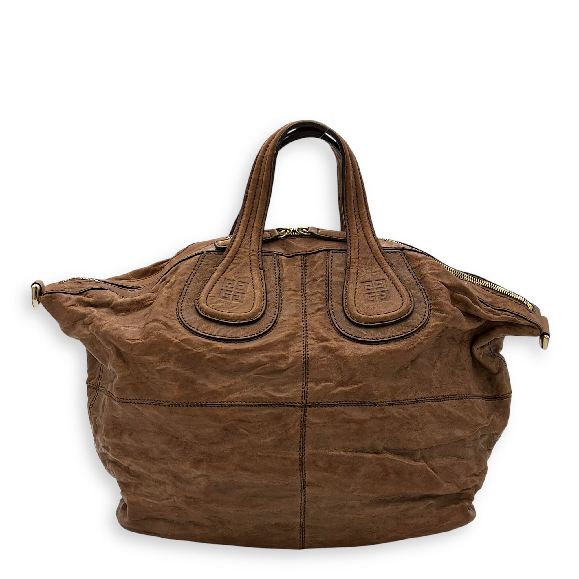 Givenchy Nightingale Medium Brown Top Handle Bag in Distressed