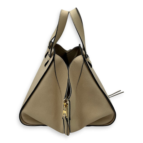 Loewe Hammock Small Beige Shoulder Bag in Calfskin, Gold hardware_6
