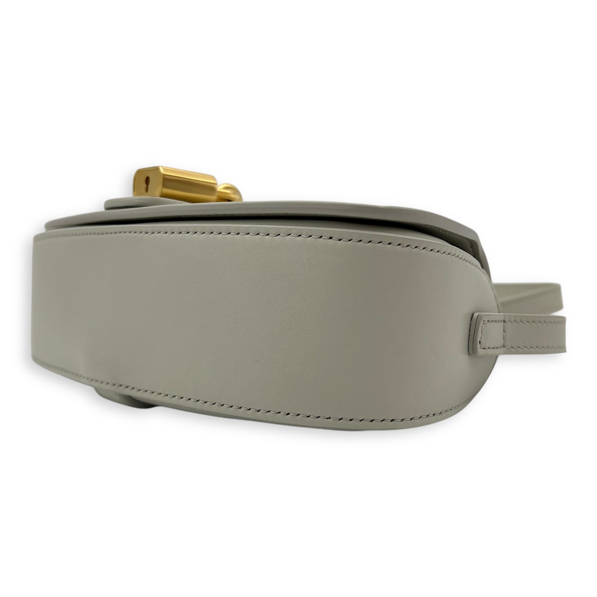 Celine Tabou Clutch on Strap Chalk in Calfskin, Gold hardware_9
