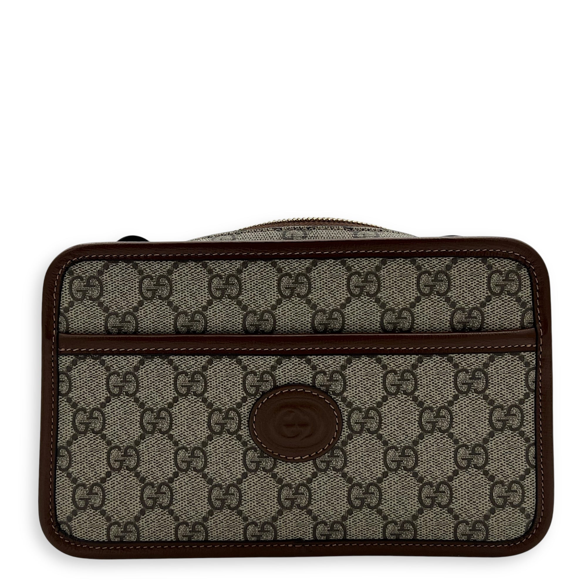 Gucci GG Supreme Crossbody Bag Brown in Coated Canvas, Gold hardware_1
