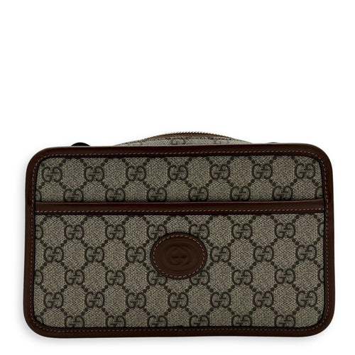 Gucci GG Supreme Crossbody Bag Brown in Coated Canvas, Gold hardware_1