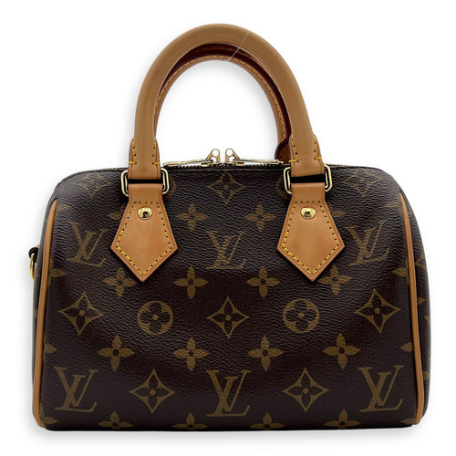 Louis Vuitton Speedy Top Handle Bag 20 Brown in Monogram Coated Canvas, Gold hardware_1
