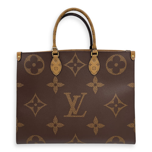 Louis Vuitton OnTheGo GM Brown Top Handle Bag in Coated Canvas, Gold hardware_1
