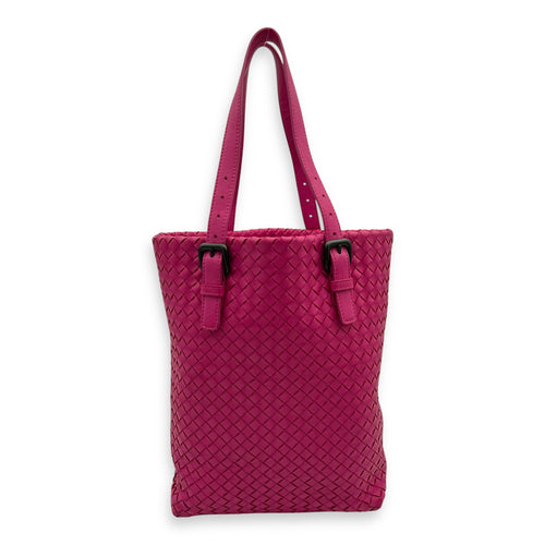 Bottega Veneta Intrecciato Shoulder Bag Pink in Lambskin, Gunmetal hardware_11