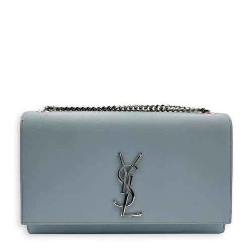 Saint Laurent Kate Medium Blue Crossbody Bag in Calfskin, Silver hardware_1