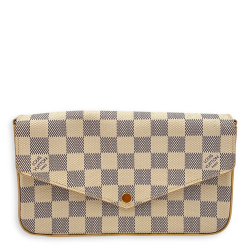 Louis Vuitton Felicie Crossbody Bag Azur in Coated Canvas, Gold hardware_9