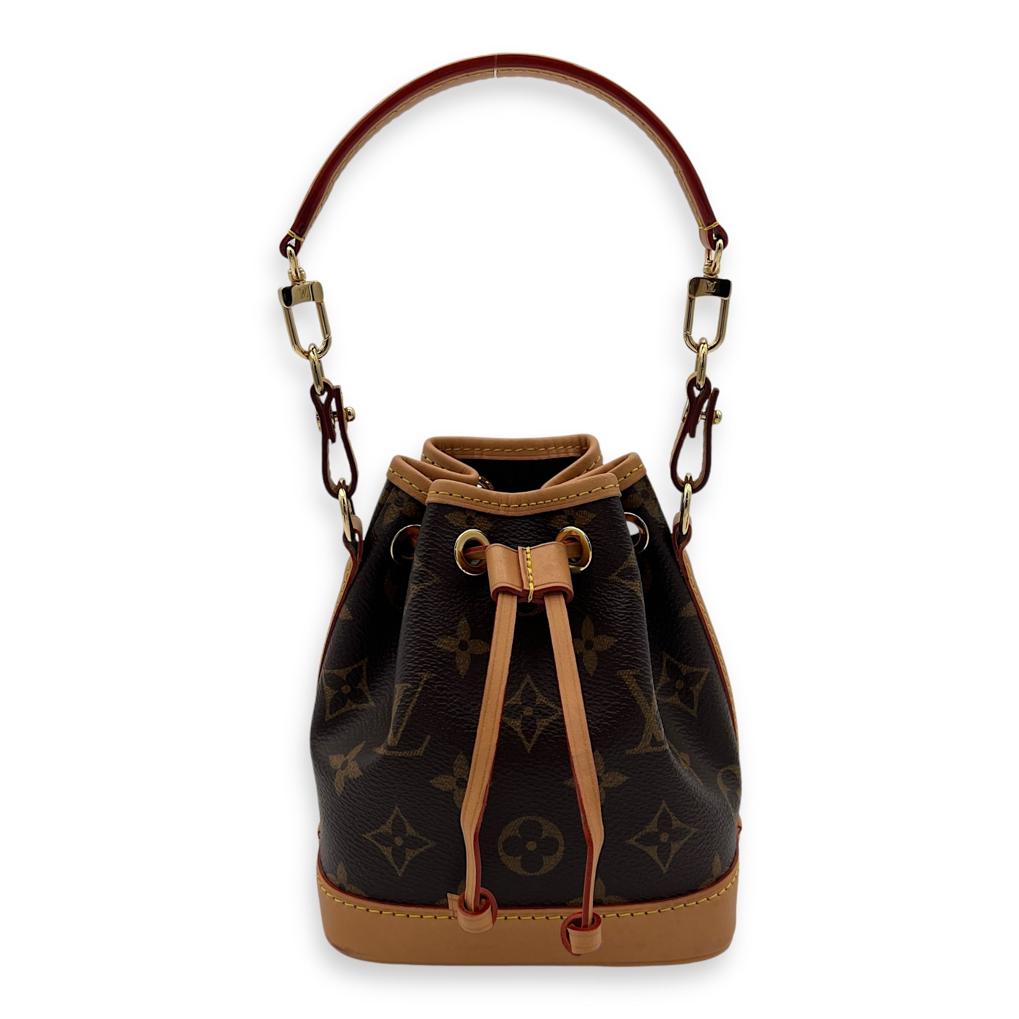 Louis Vuitton Noe Nano Brown Bucket Bag in Monogram Coated Canvas Gold hardware Singapore