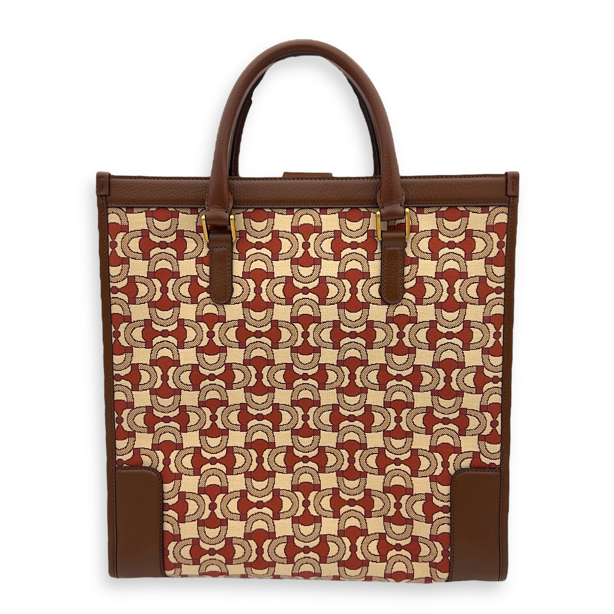 Gucci Interlocking G Red Tote Bag in Jacquard, Gold hardware_2