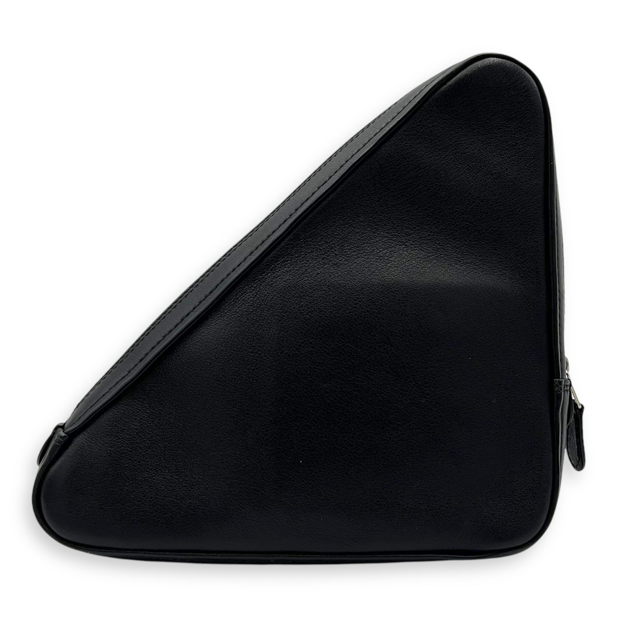Balenciaga Logo Pouch Black in Calfskin, Silver hardware_2