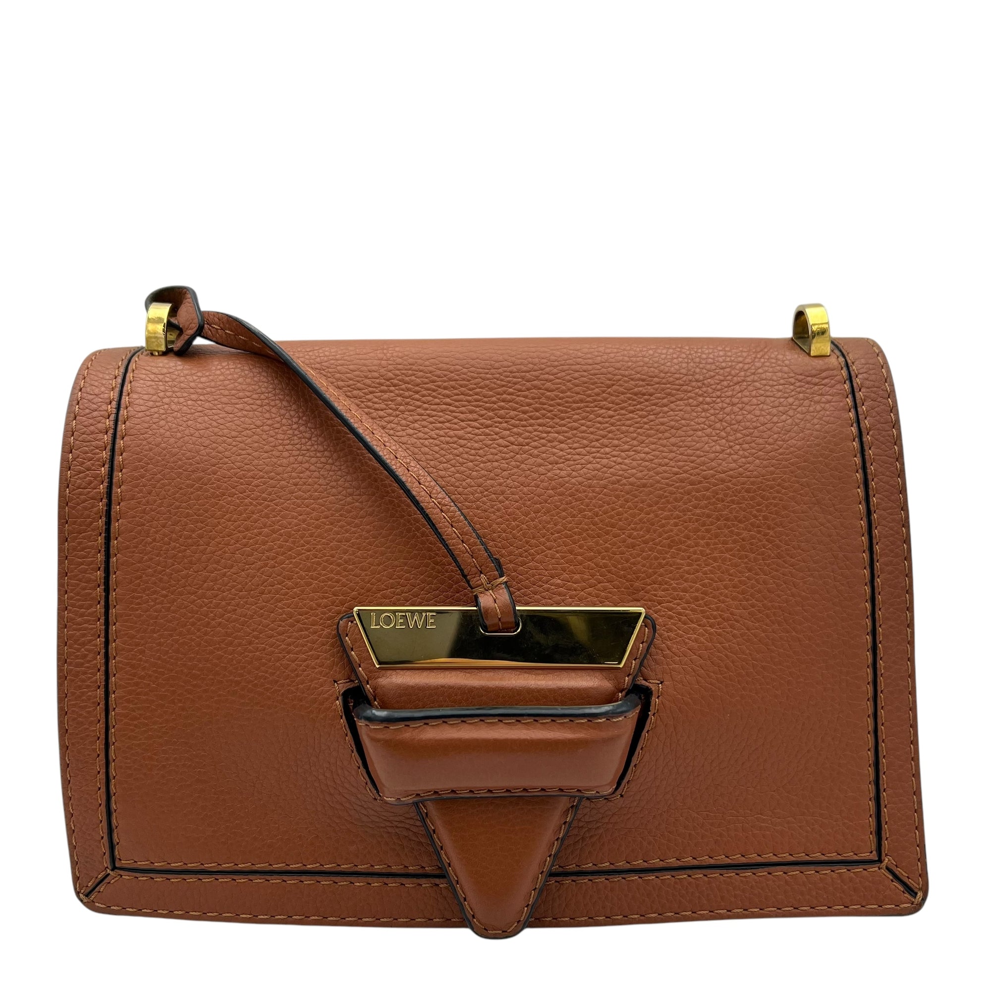 Loewe Barcelona Crossbody Bag Brown in Calfskin, Gold hardware_1