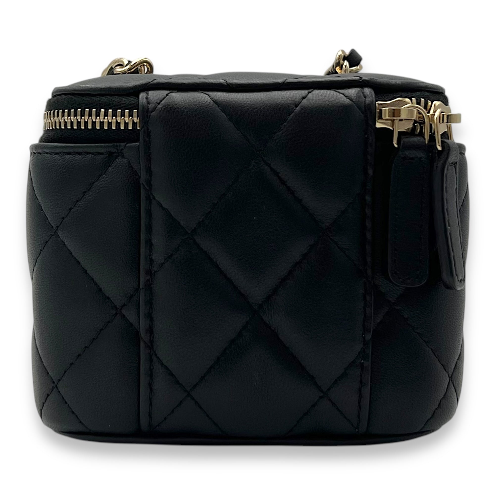 Chanel Vanity Crossbody Bag Black in Lambskin, Gold hardware_2