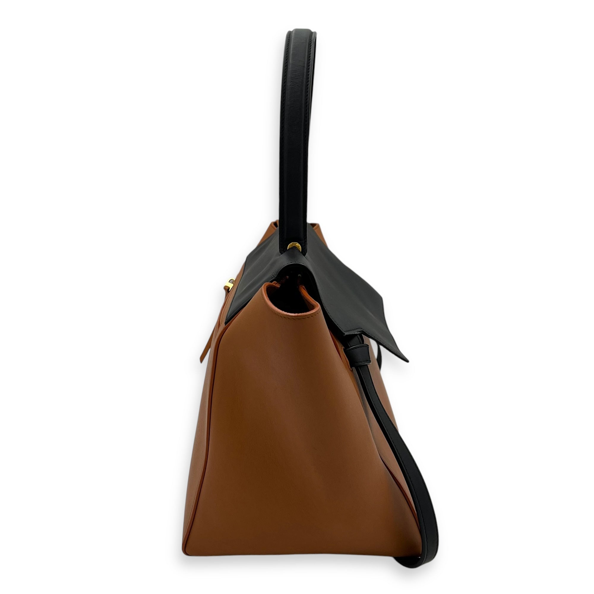 Celine Belt Bag Top Handle Bag Brown in Calfskin, Gold hardware_4