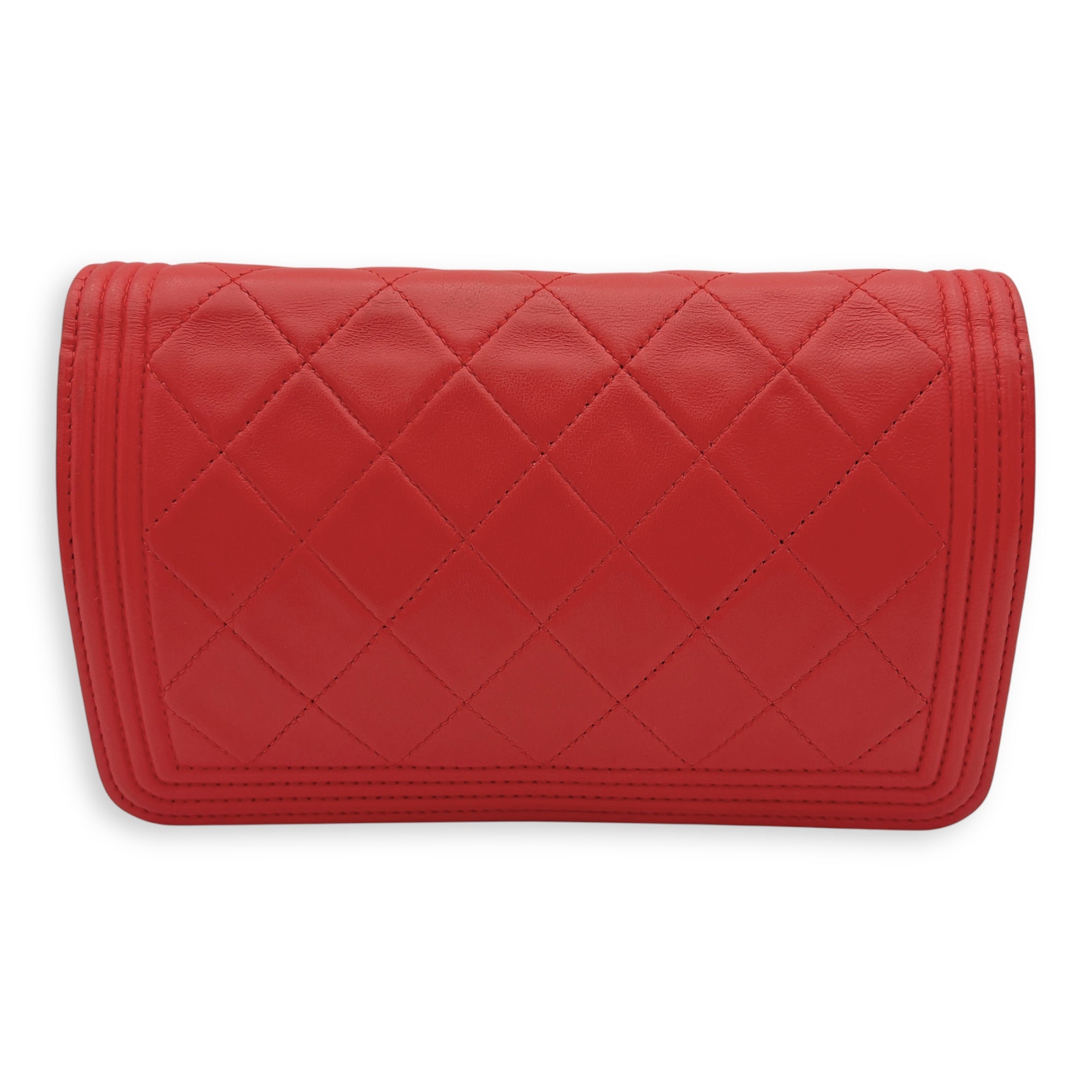 Chanel Boy Wallet On Chain Red in Calfskin, Ruthenium hardware_2