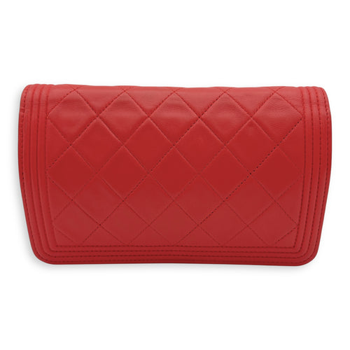 Chanel Boy Wallet On Chain Red in Calfskin, Ruthenium hardware_2