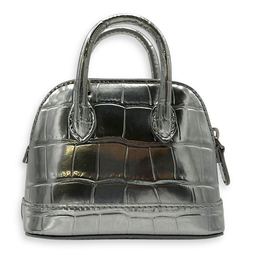 Balenciaga Ville Micro Silver Top Handle Bag in Crocodile Embossed Calfskin, Silver hardware_2