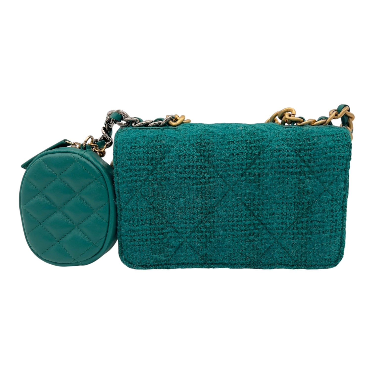 Chanel C19 Pouch Wallet On Chain in Tweed, Mixed hardware_2