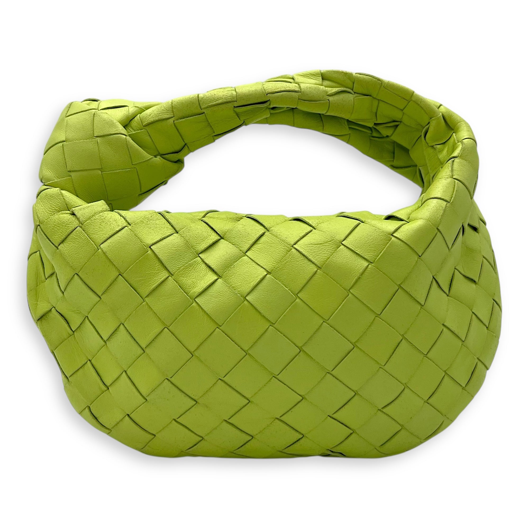 Bottega Veneta Jodie Mini Green Top Handle Bag in Lambskin, Gold hardware_2