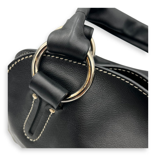 Celine Bittersweet Black Top Handle Bag in Calfskin, Silver hardware_9