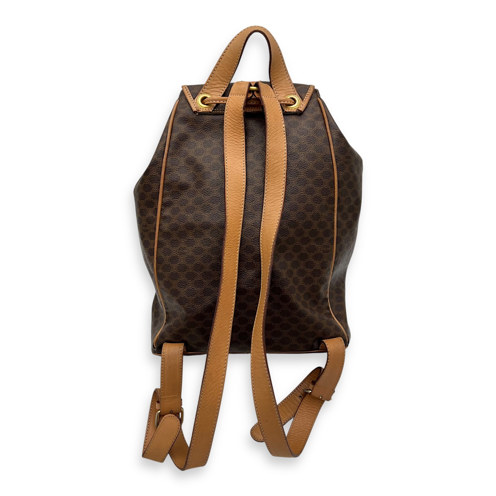 Celine Macadam Backpack Brown in Coated Canvas, Gold hardware_2