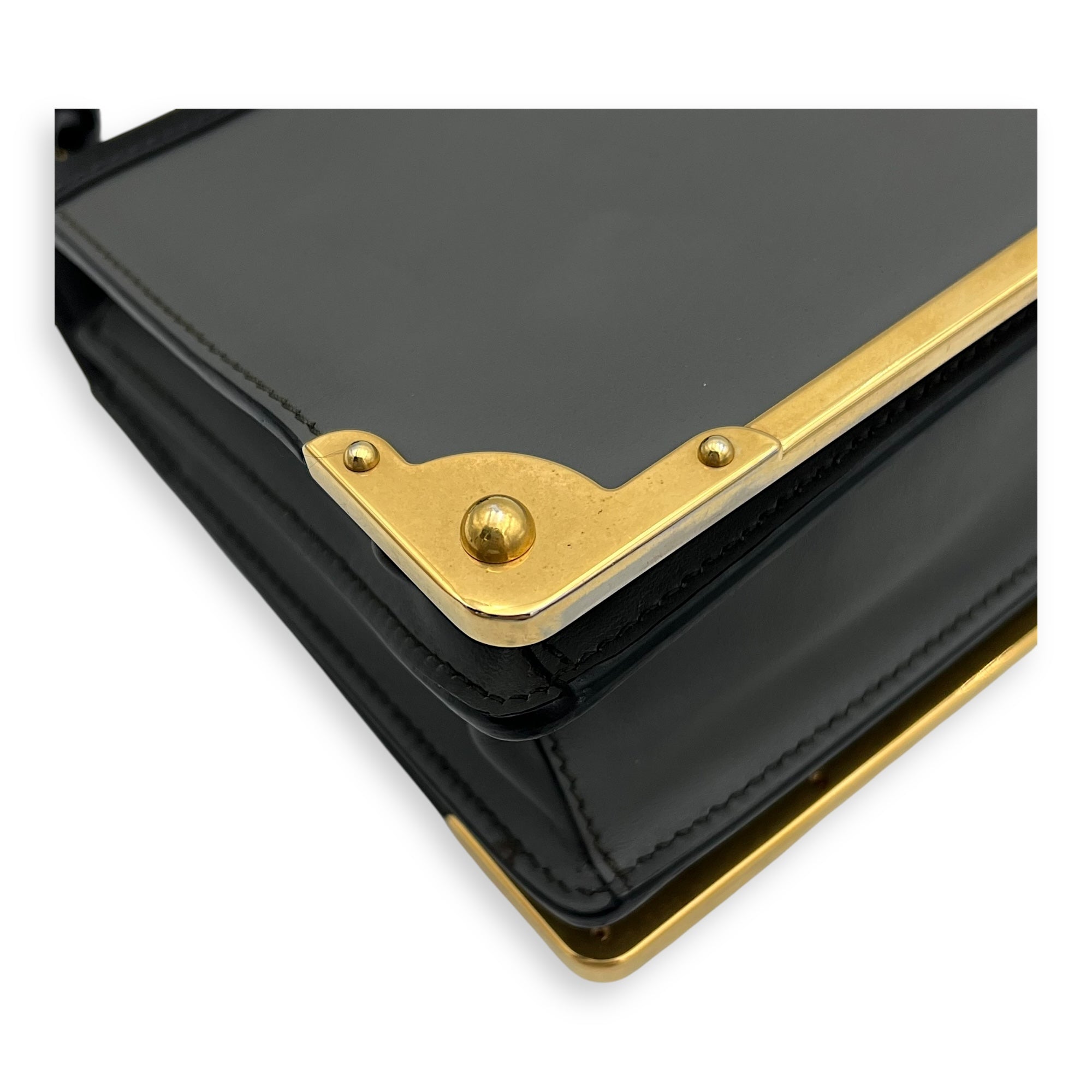 Prada Cahier Crossbody Bag Grey in Calfskin, Gold hardware_11