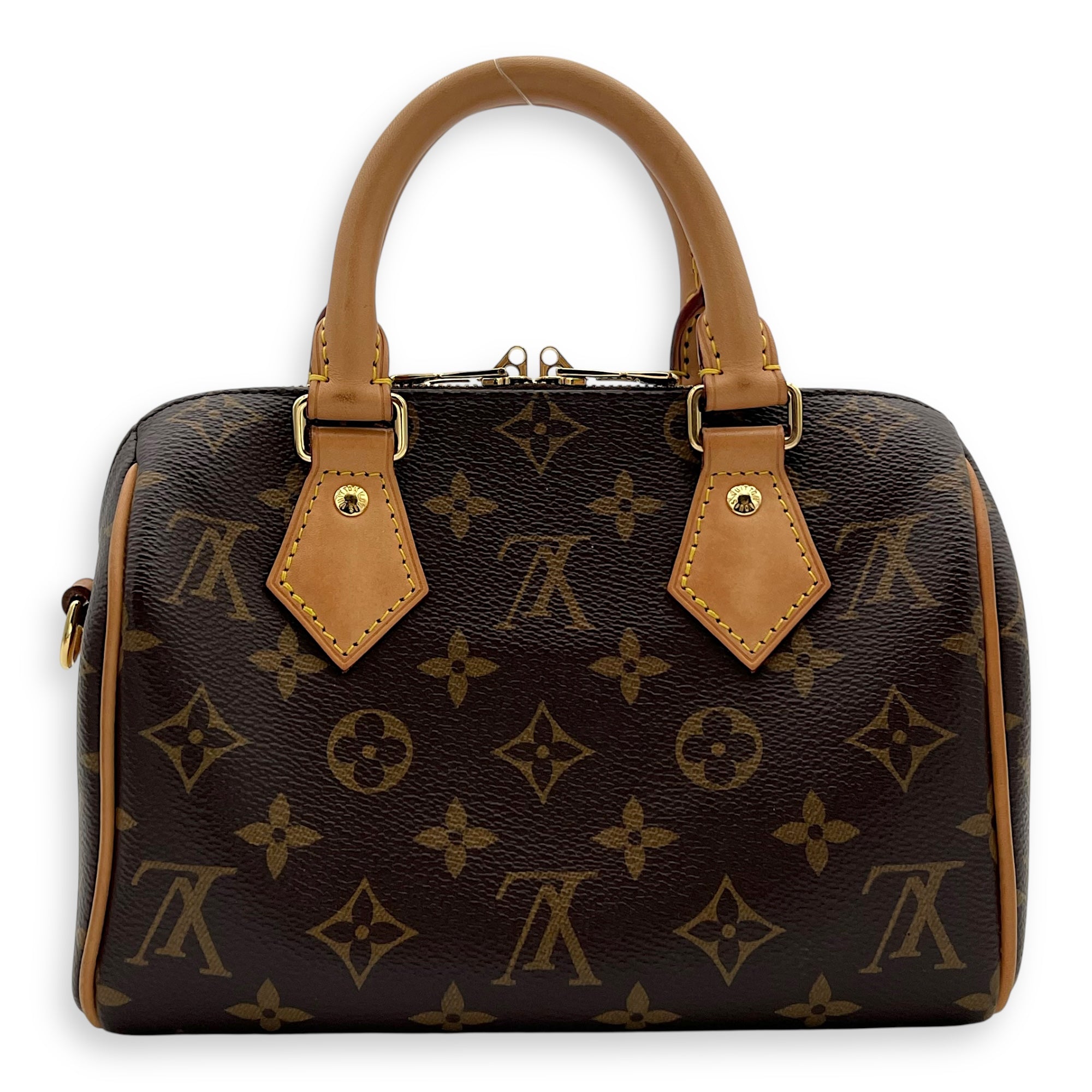 Louis Vuitton Speedy Top Handle Bag 20 Brown in Monogram Coated Canvas, Gold hardware_2