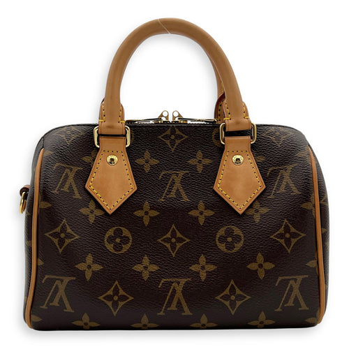 Louis Vuitton Speedy Top Handle Bag 20 Brown in Monogram Coated Canvas, Gold hardware_2