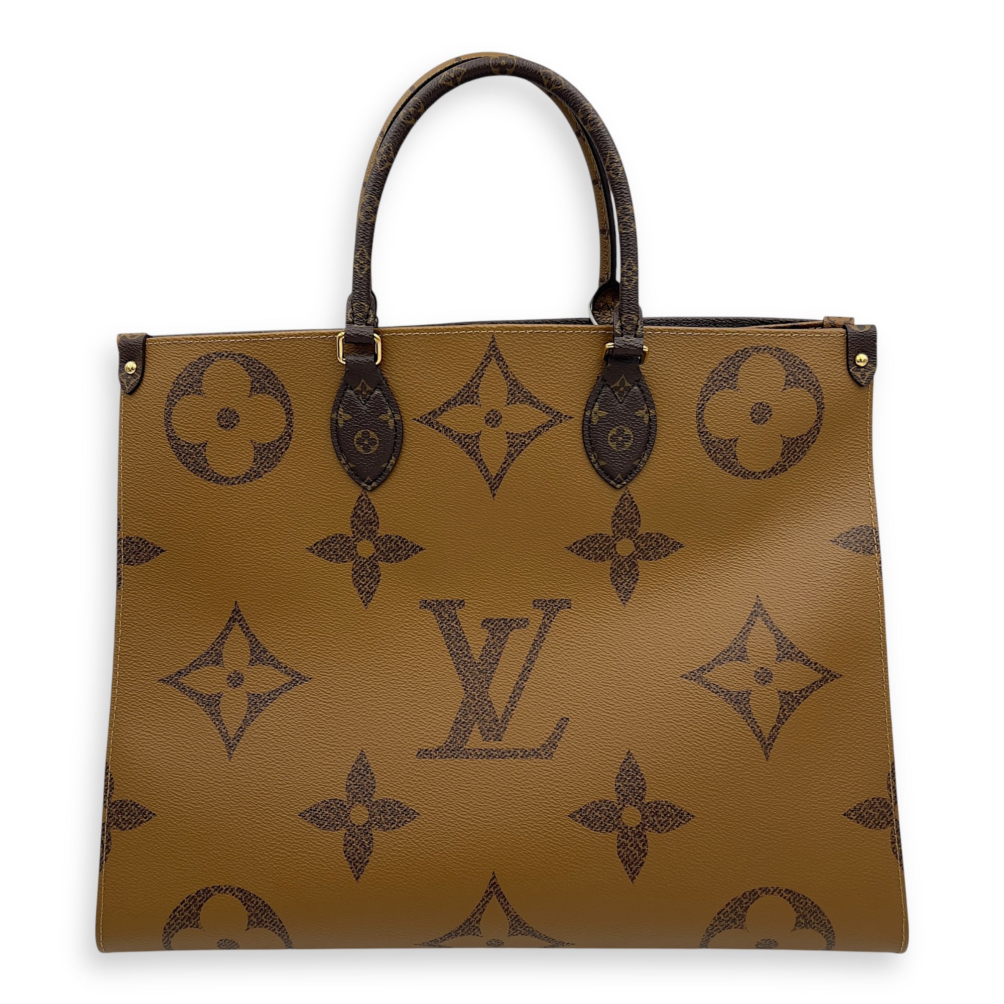 Louis Vuitton OnTheGo GM Brown Top Handle Bag in Coated Canvas, Gold hardware_2