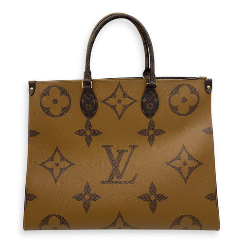 Louis Vuitton OnTheGo GM Brown Top Handle Bag in Coated Canvas, Gold hardware_2