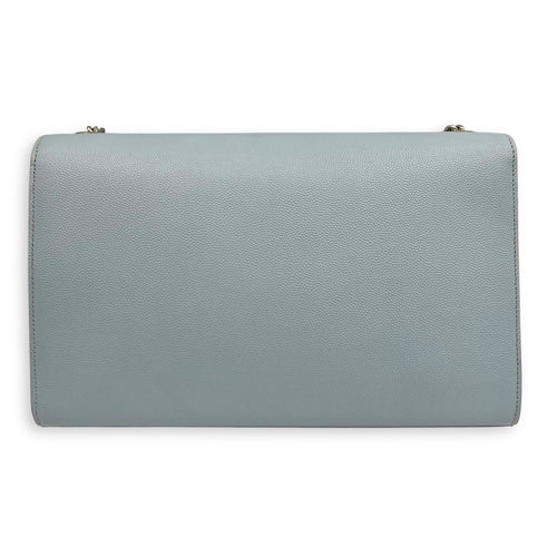 Saint Laurent Kate Medium Blue Crossbody Bag in Calfskin, Silver hardware_2