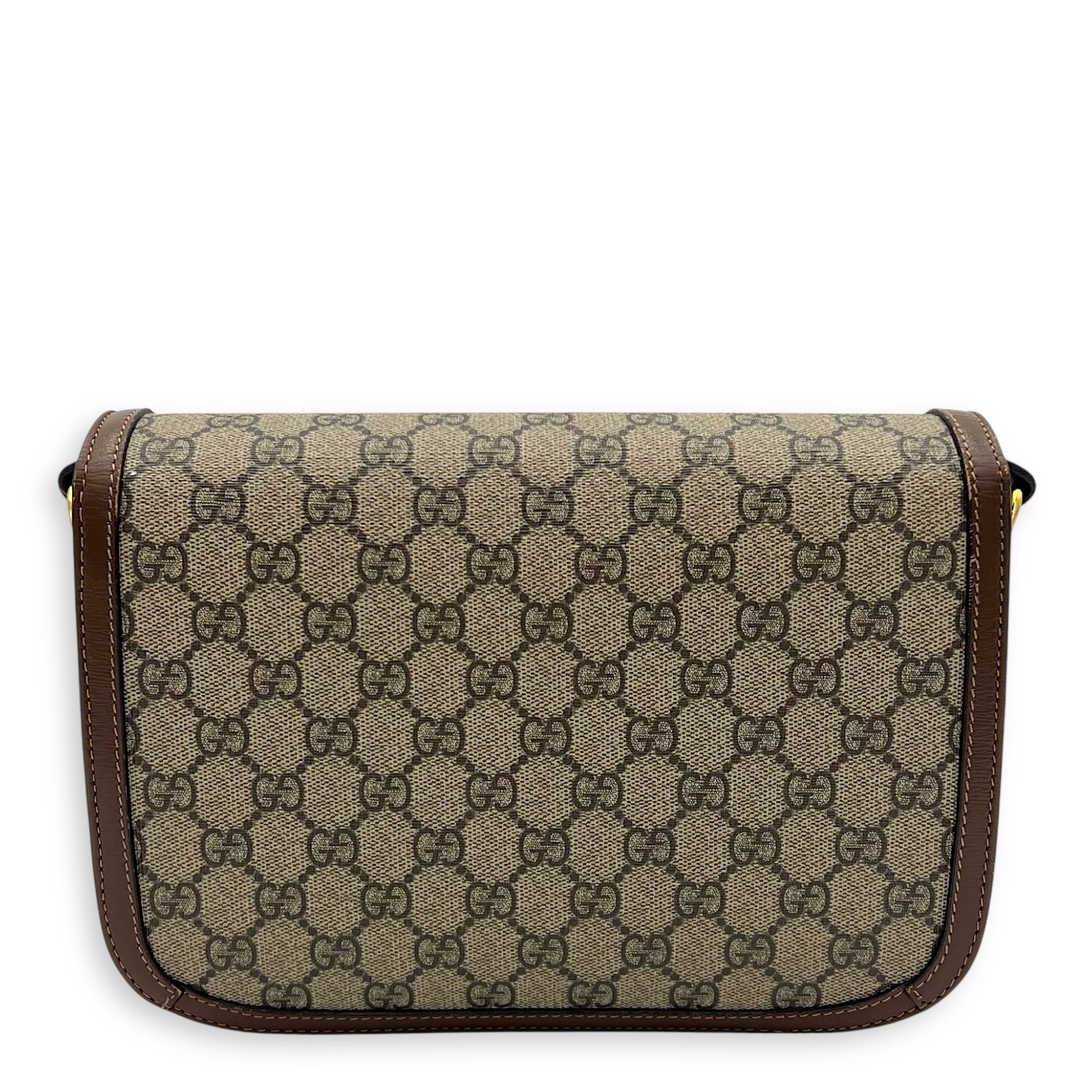 Gucci Horsebit 1955 Crossbody Bag Brown in Coated Canvas, Gold hardware_11
