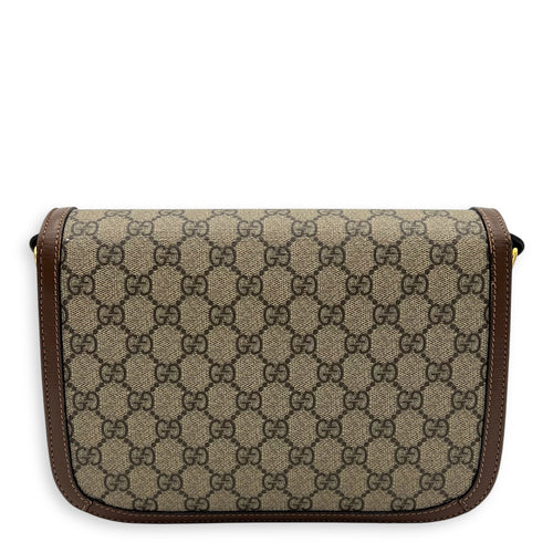 Gucci Horsebit 1955 Crossbody Bag Brown in Coated Canvas, Gold hardware_11