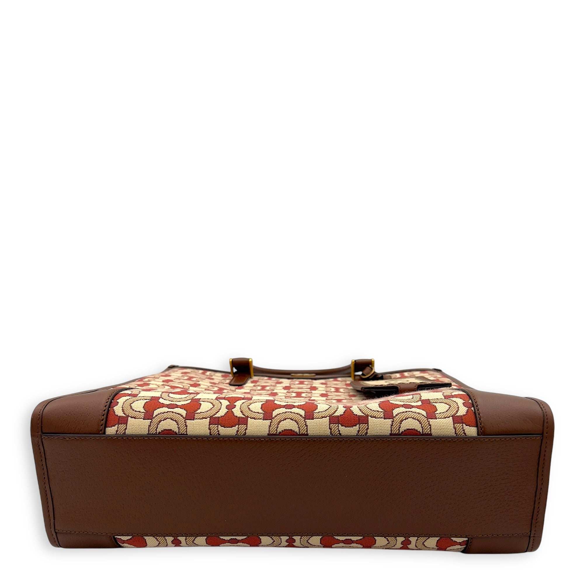 Gucci Interlocking G Red Tote Bag in Jacquard, Gold hardware_7