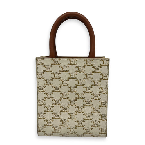 Celine Vertical Top Handle Bag White in Coated Canvas, Others hardware_2