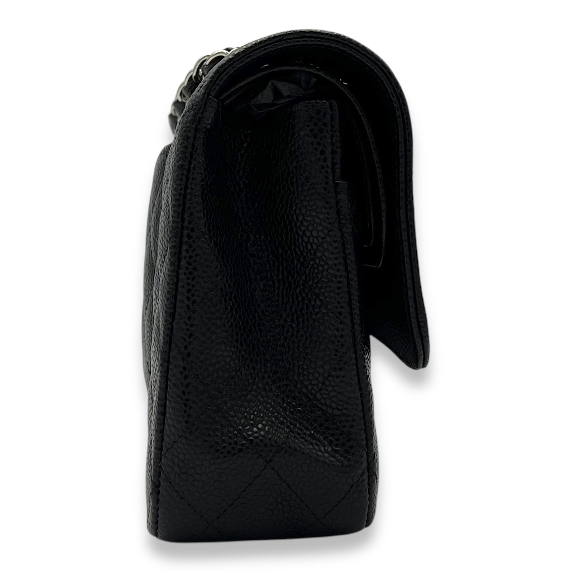 Chanel Classic Shoulder Bag Black in Caviar Leather, Silver hardware_3