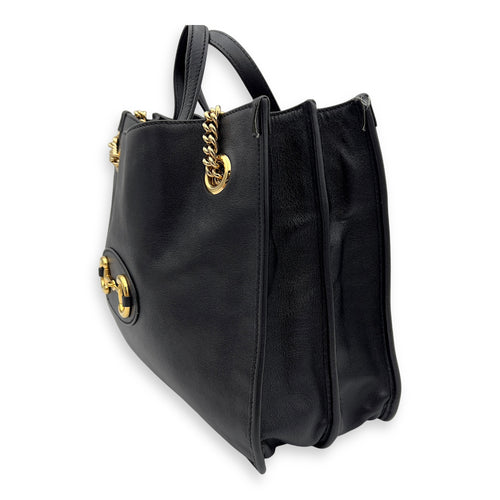 Gucci Horsebit 1955 Tote Bag Black in Calfskin, Gold hardware_5