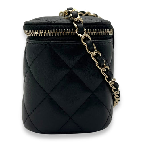 Chanel Vanity Crossbody Bag Black in Lambskin, Gold hardware_3