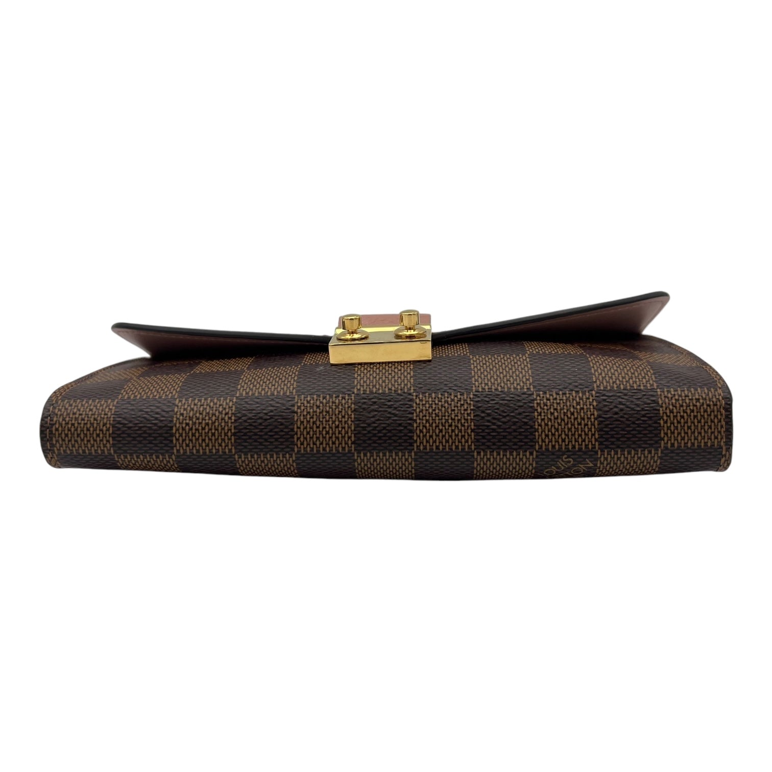 Louis Vuitton Croisette Wallet On Chain Damier Ebene in Coated Canvas, Gold hardware_5