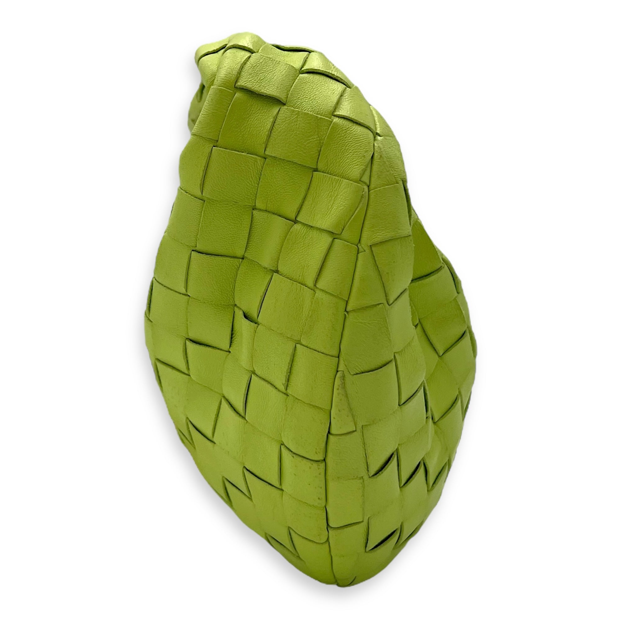 Bottega Veneta Jodie Mini Green Top Handle Bag in Lambskin, Gold hardware_3