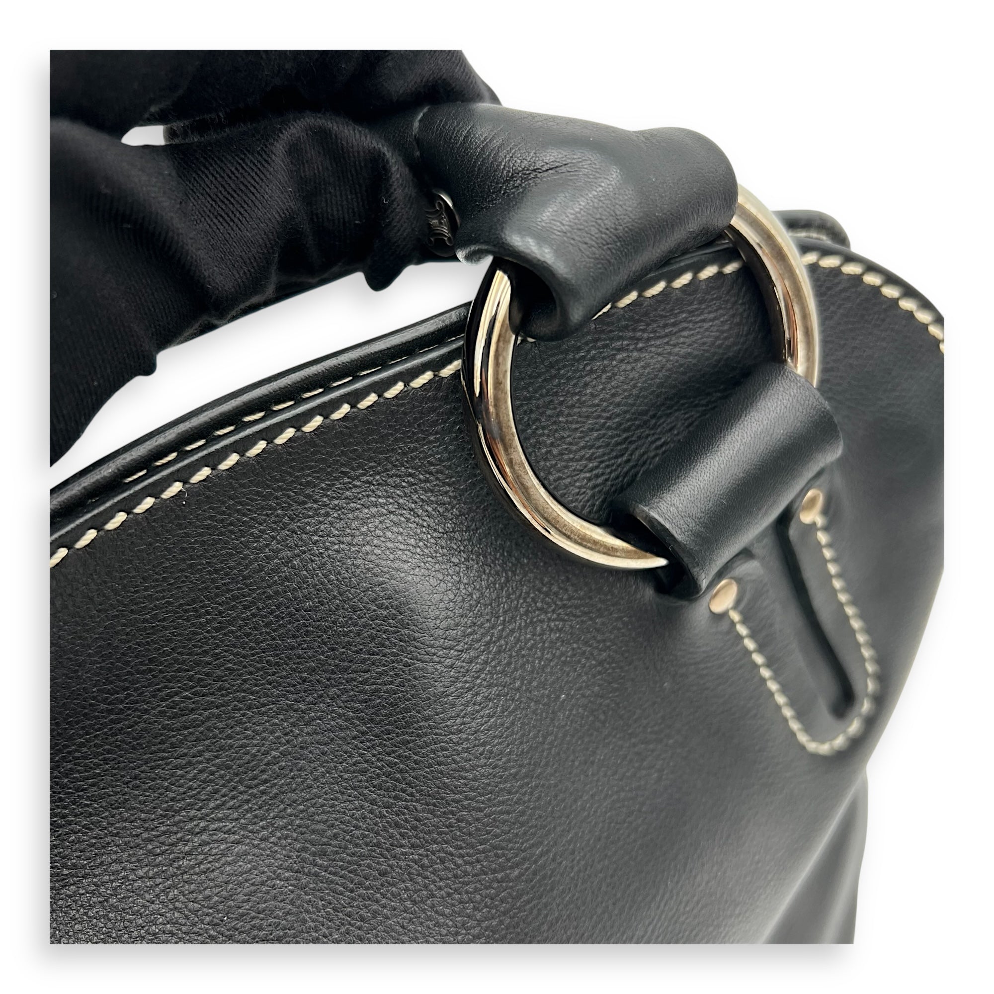 Celine Bittersweet Black Top Handle Bag in Calfskin, Silver hardware_8