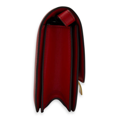 Celine Box Small Red Crossbody Bag in Calfskin, Gold hardware_3