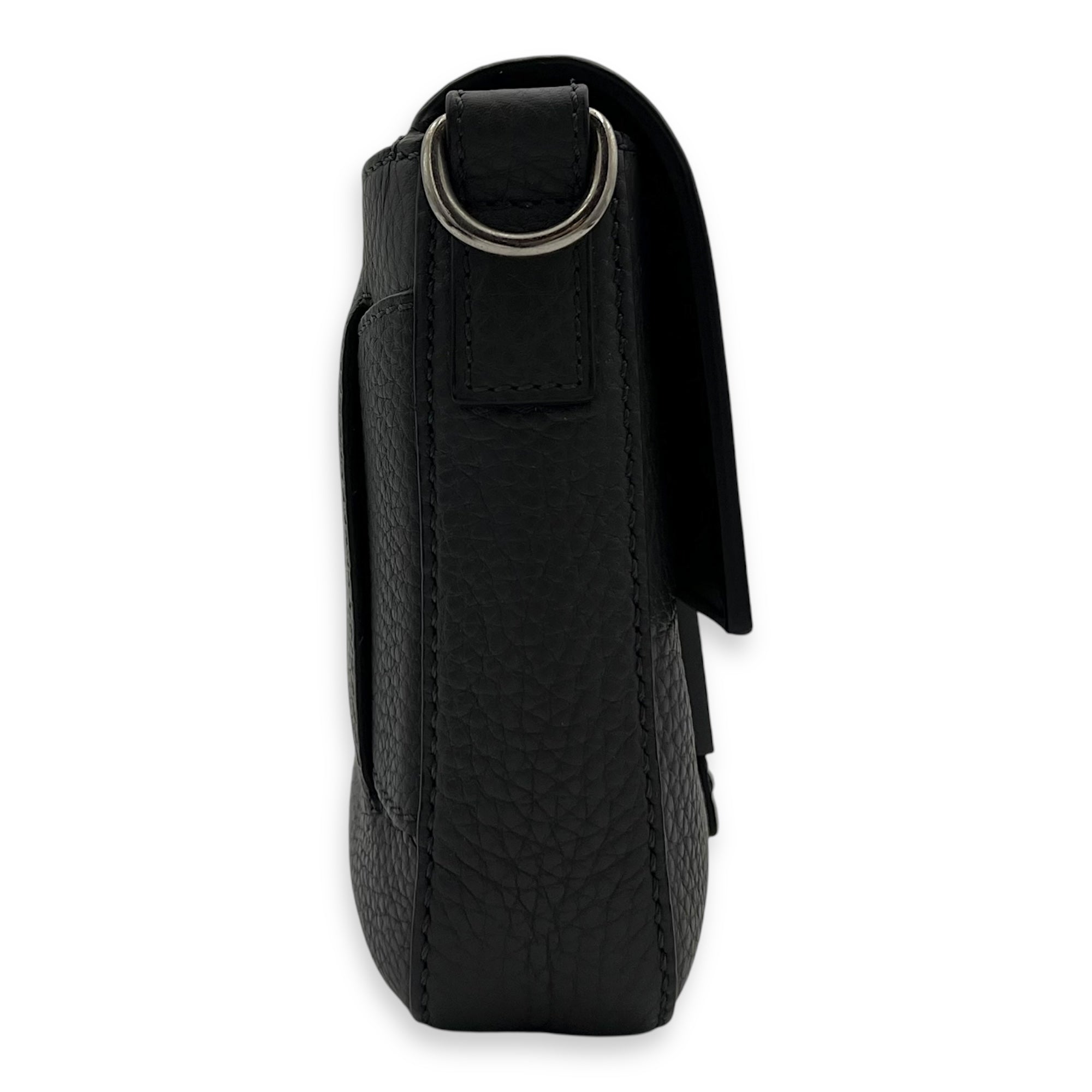 Fendi Baguette Crossbody Bag Grey in Calfskin, Silver hardware_3