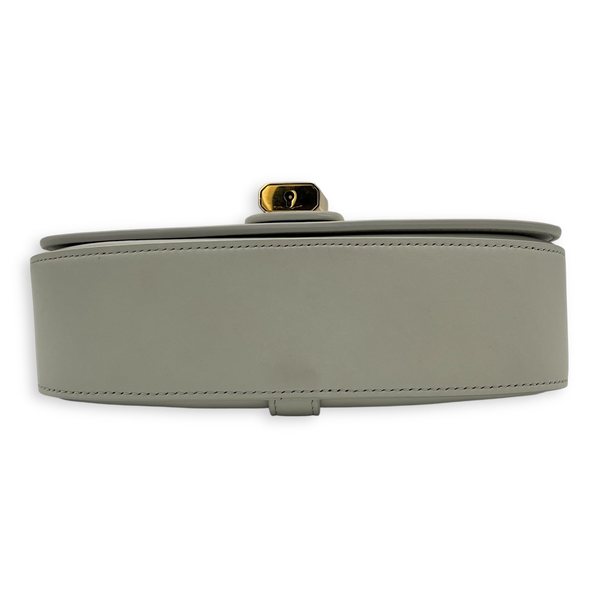 Celine Tabou Clutch on Strap Chalk in Calfskin, Gold hardware_5