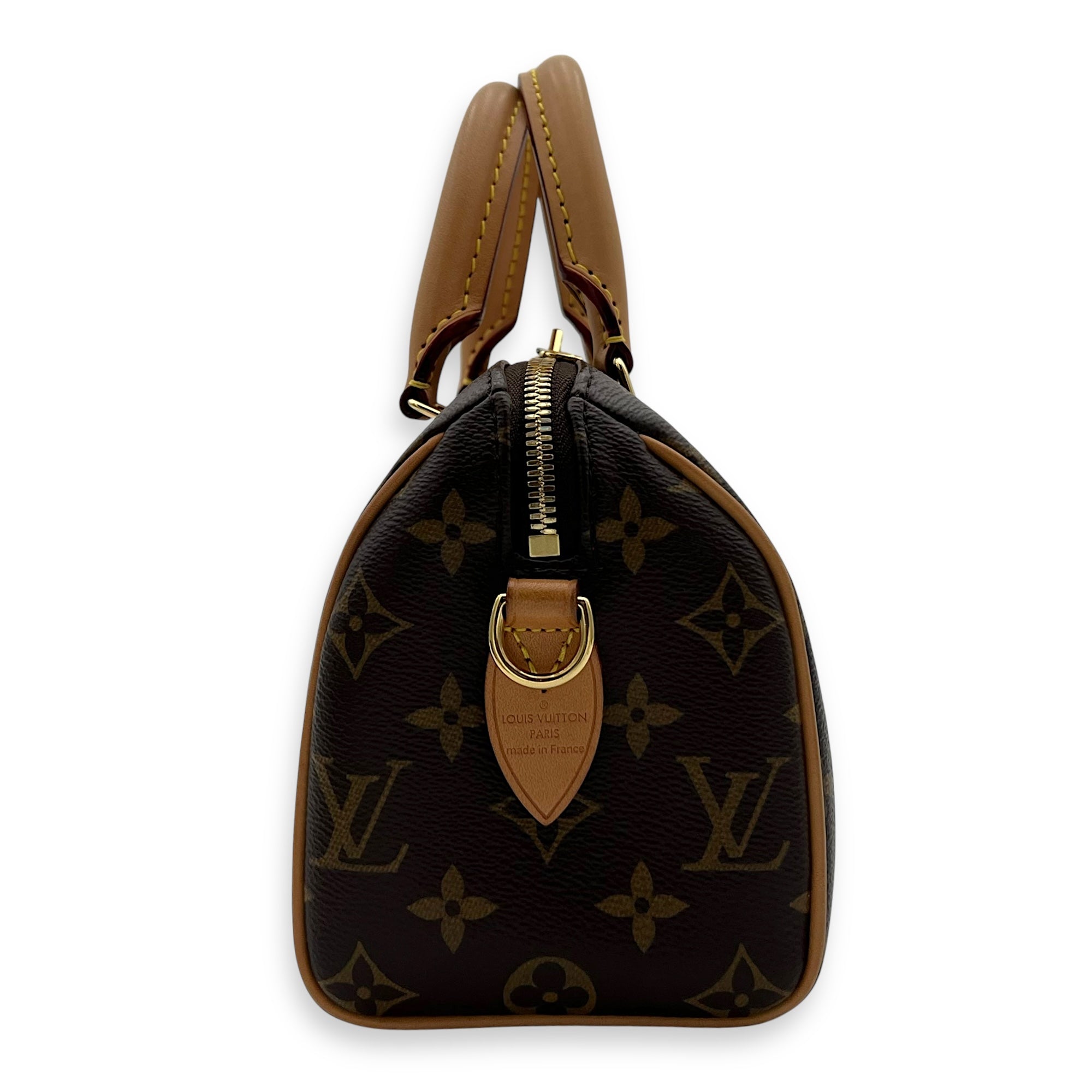 Louis Vuitton Speedy Top Handle Bag 20 Brown in Monogram Coated Canvas, Gold hardware_3