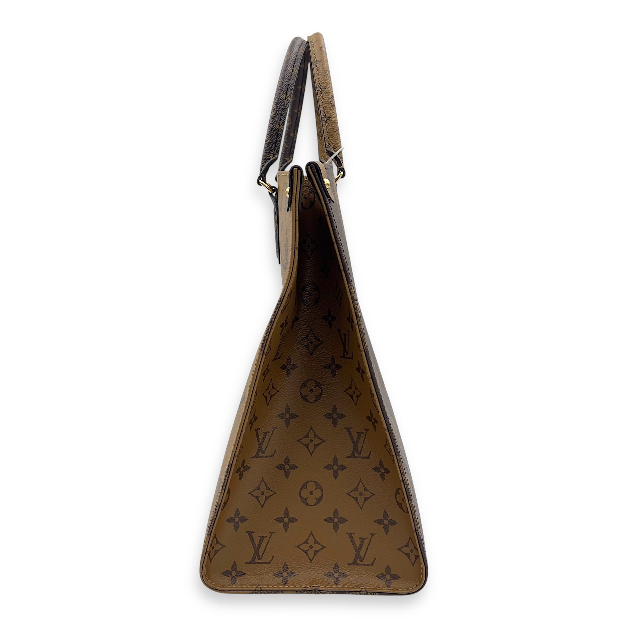Louis Vuitton OnTheGo GM Brown Top Handle Bag in Coated Canvas, Gold hardware_3