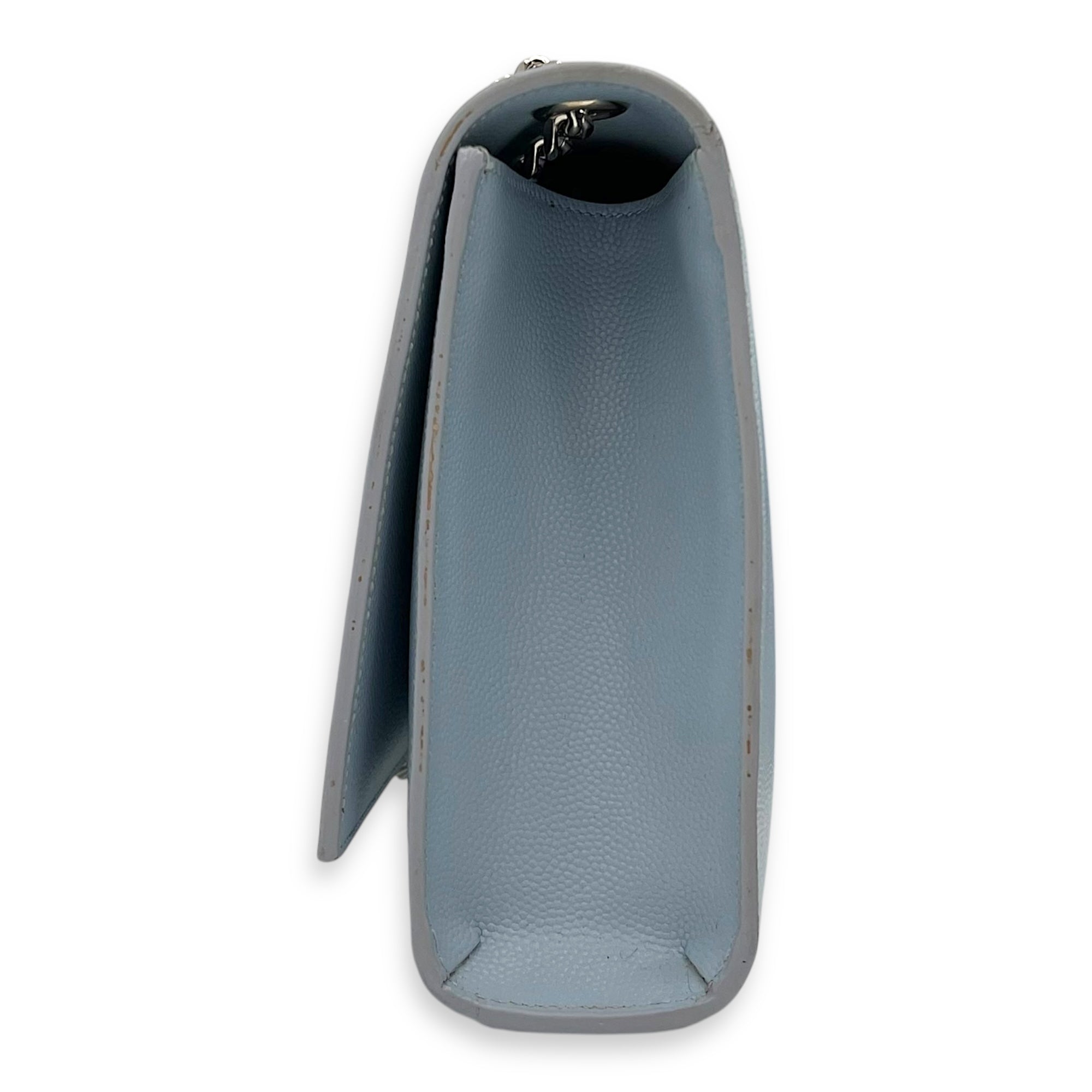 Saint Laurent Kate Medium Blue Crossbody Bag in Calfskin, Silver hardware_3