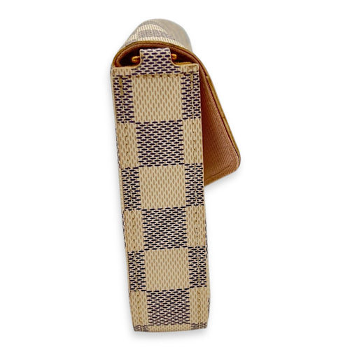 Louis Vuitton Felicie Crossbody Bag Azur in Coated Canvas, Gold hardware_5