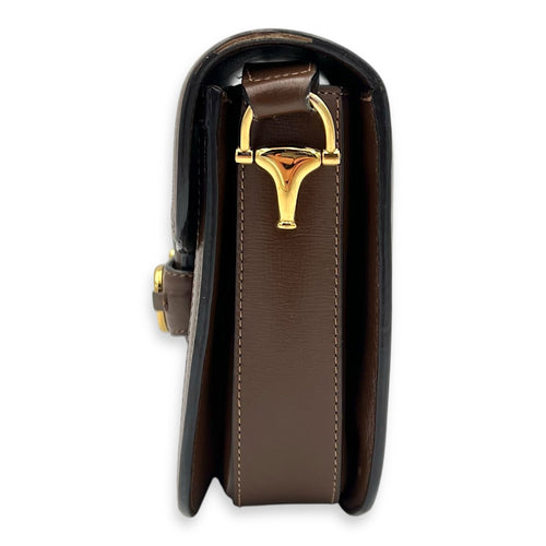 Gucci Horsebit 1955 Crossbody Bag Brown in Coated Canvas, Gold hardware_12