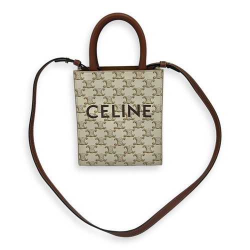 Celine Vertical Top Handle Bag White in Coated Canvas, Others hardware_7